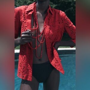 ZARA EMBROIDERED POPLIN SHIRT ZW COLLECTION